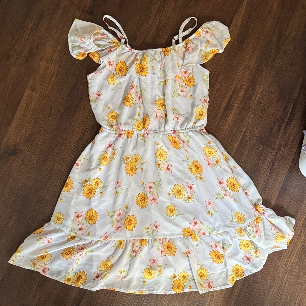 Place light blue and Yellow Floral Dress
